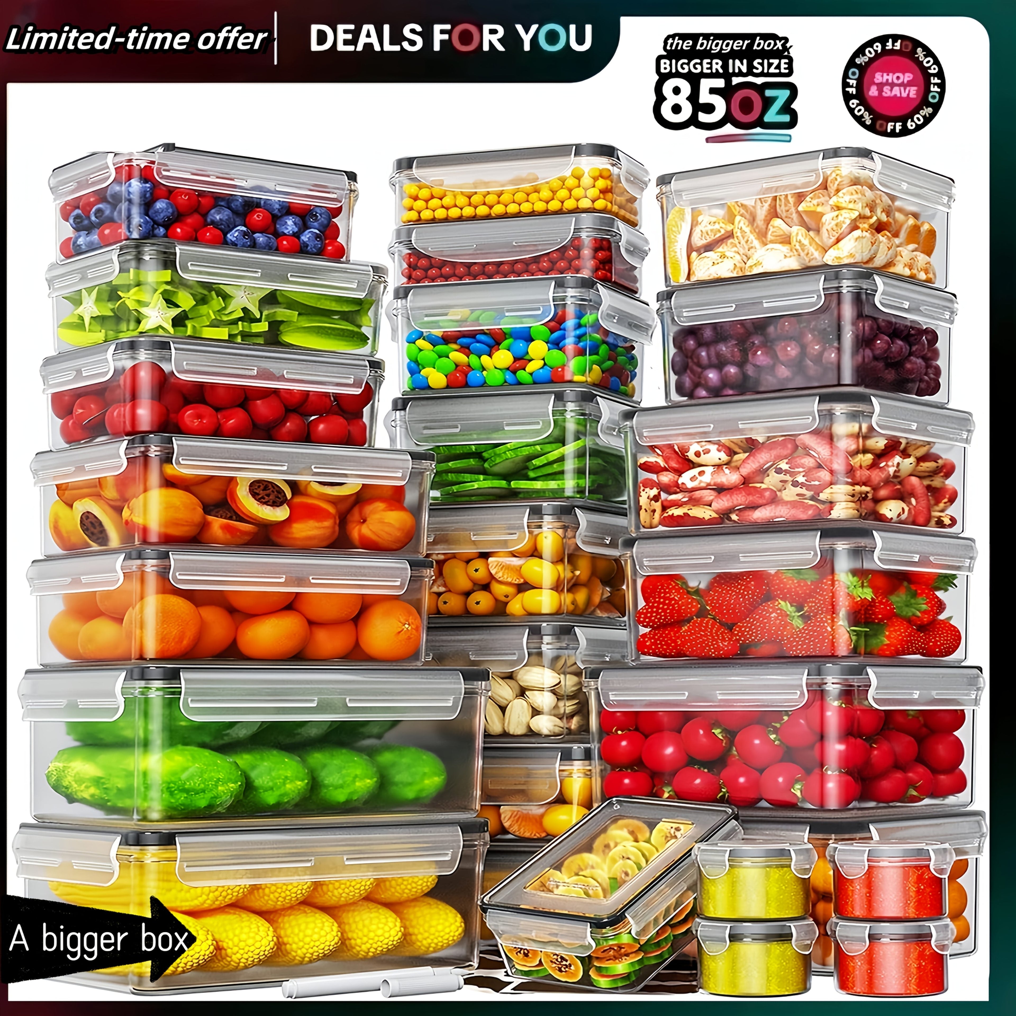 24–48 Piece Airtight Food Storage Container Set with Secure Lids for Pantry, Travel & Kitchen Organization