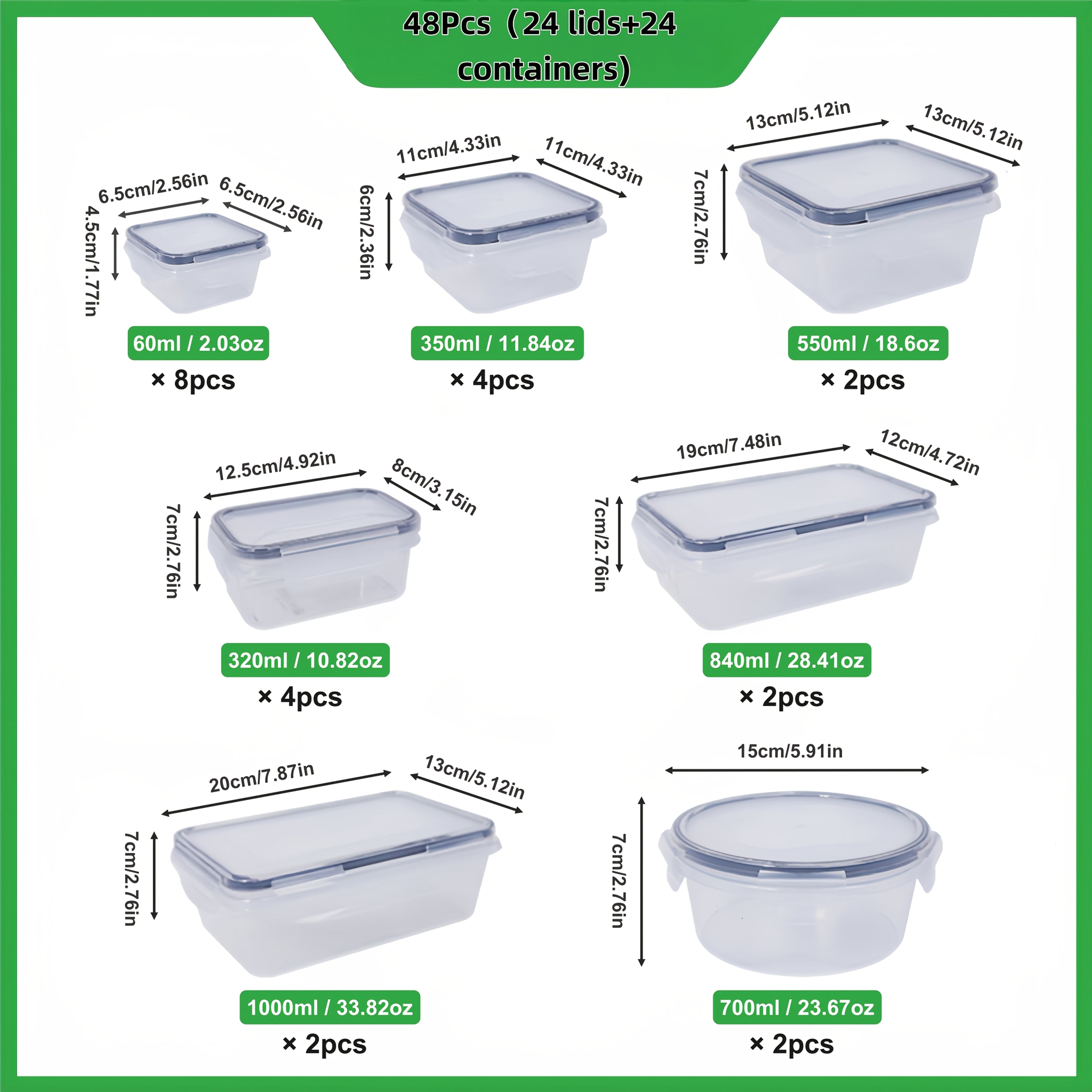 24–48 Piece Airtight Food Storage Container Set with Secure Lids for Pantry, Travel & Kitchen Organization