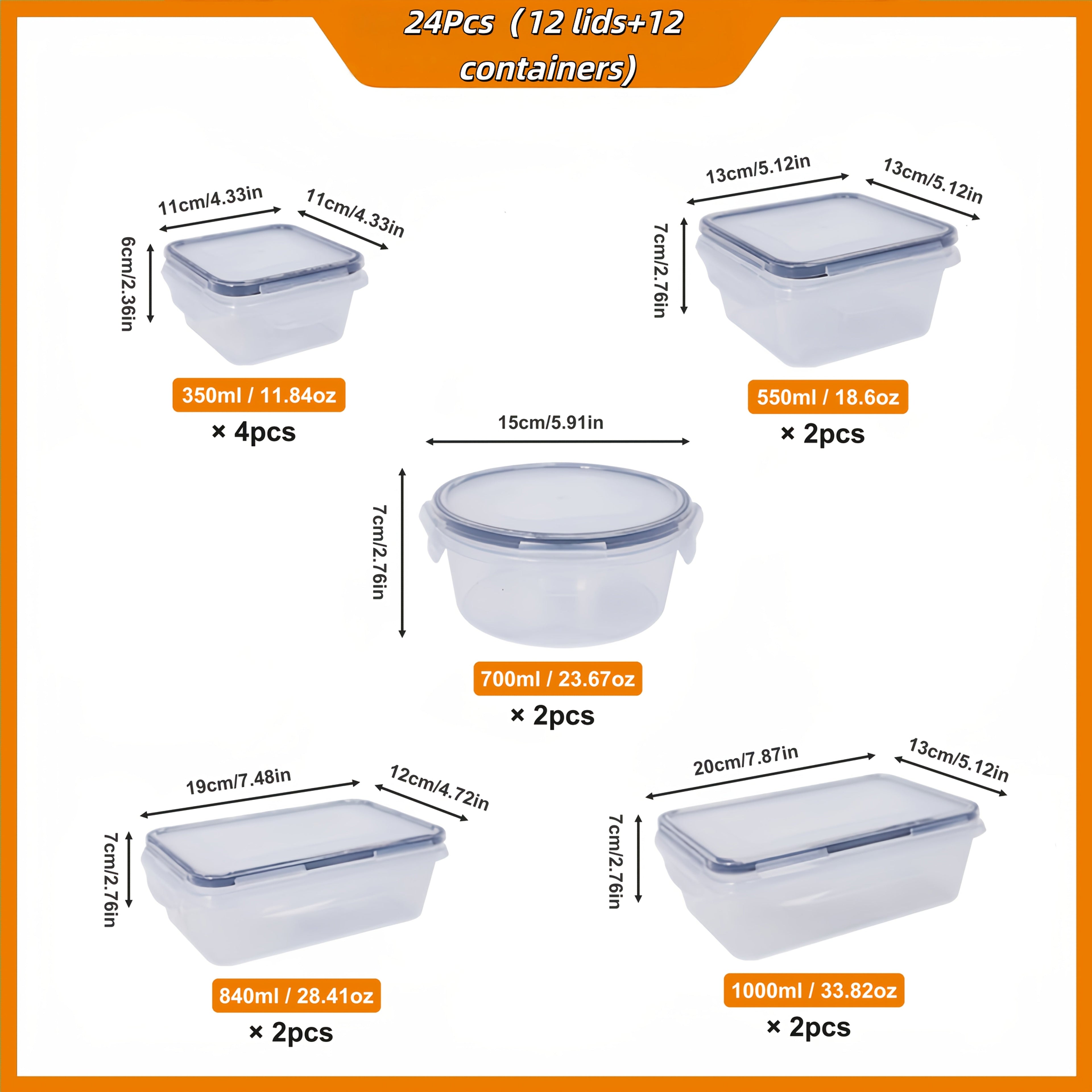 24–48 Piece Airtight Food Storage Container Set with Secure Lids for Pantry, Travel & Kitchen Organization