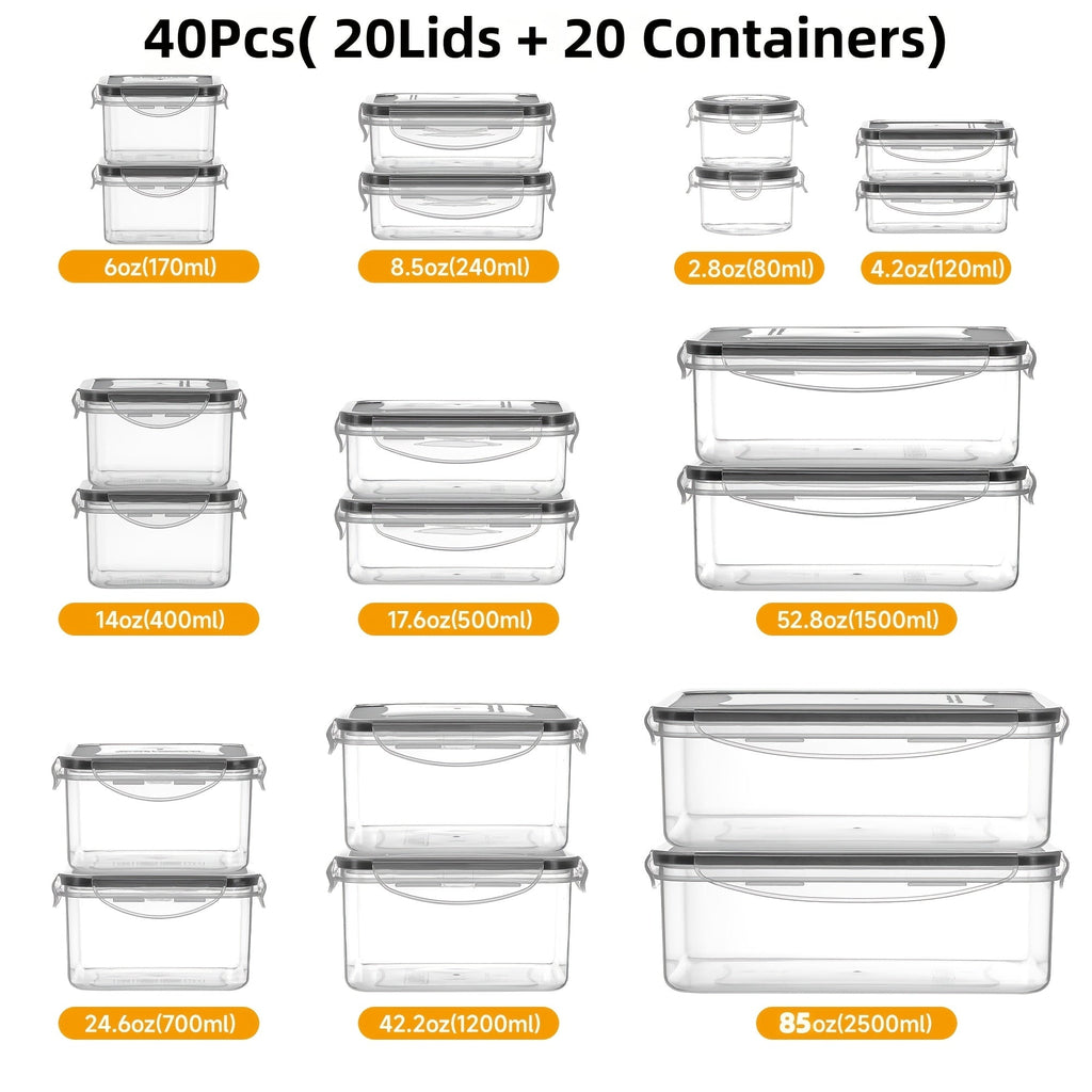 24–48 Piece Airtight Food Storage Container Set with Secure Lids for Pantry, Travel & Kitchen Organization