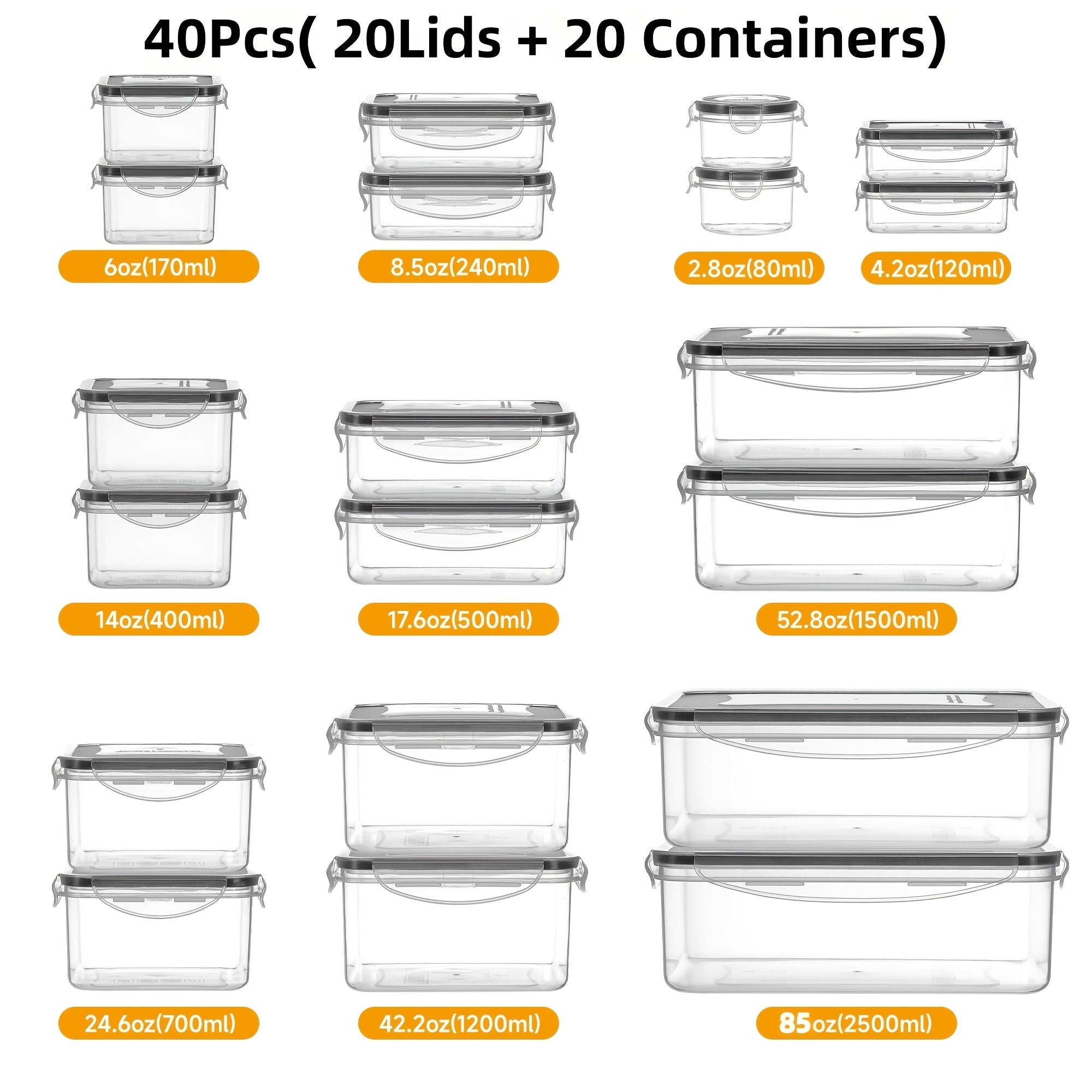 24–48 Piece Airtight Food Storage Container Set with Secure Lids for Pantry, Travel & Kitchen Organization